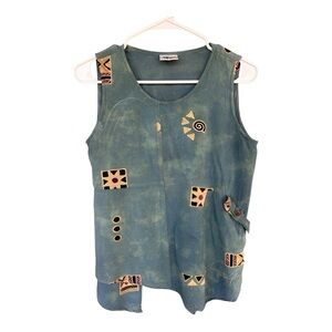 Vintage boho geometric painted tank Size Medium
